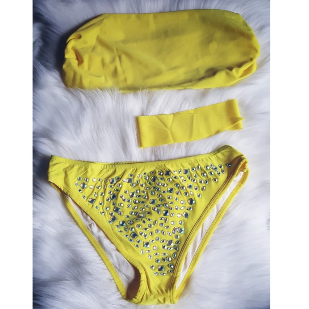 Tube Top Rhinestone Bottom Bikini - Picture 6 of 8